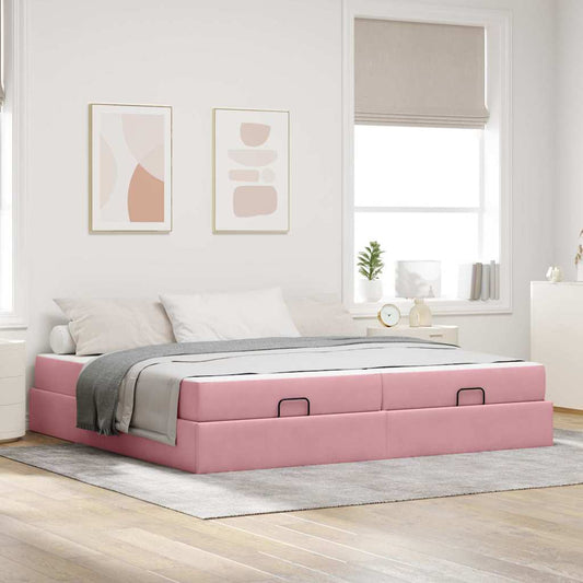 Struttura letto con materasso con materasso 2 pcs Rosa Velluto | homemem39