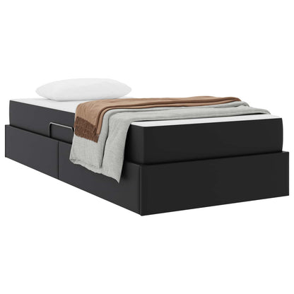 Letto con contenitore e materasso 2 pcs Nero Pelle | homemem39