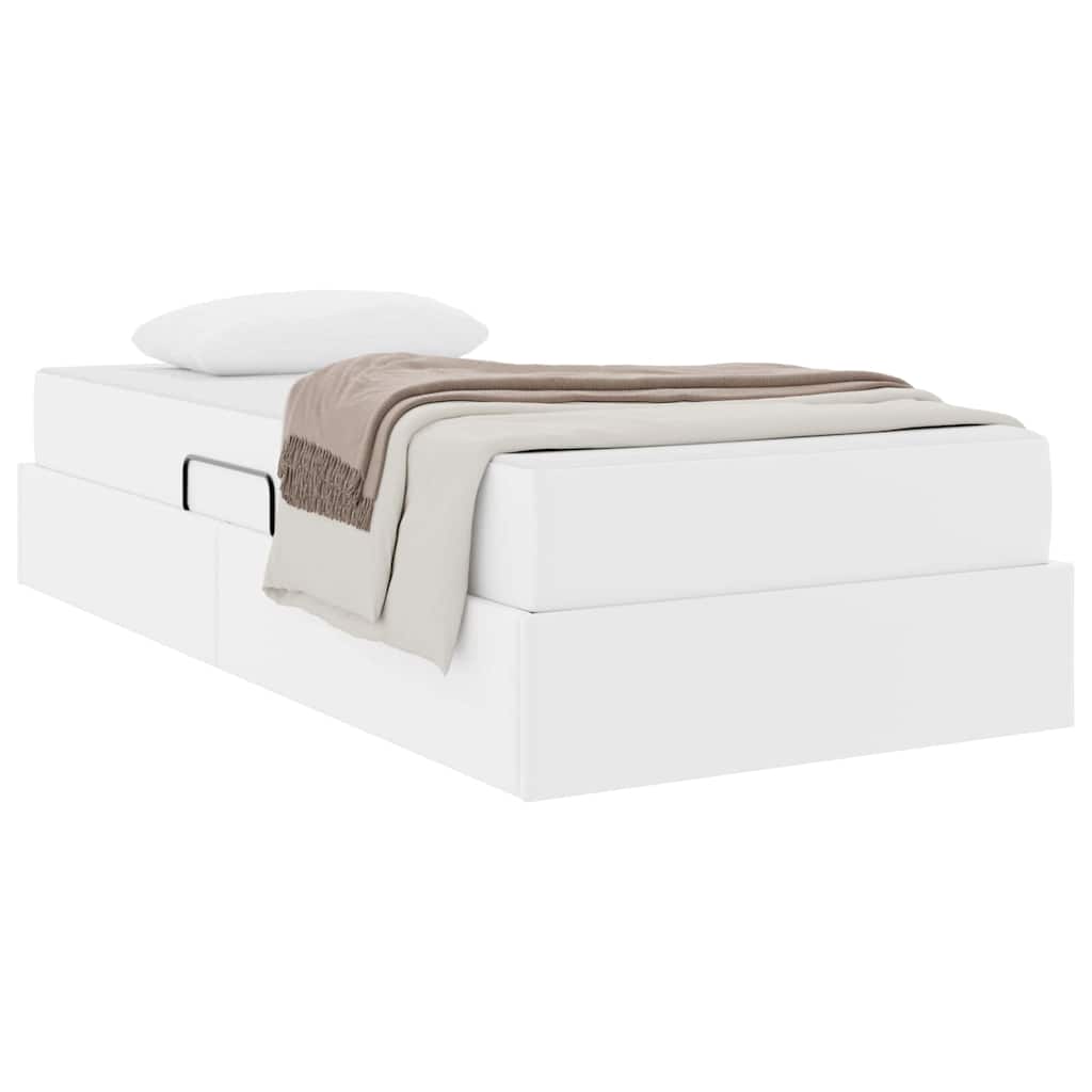 Letto con contenitore e materasso 2 pcs Bianco Pelle | homemem39