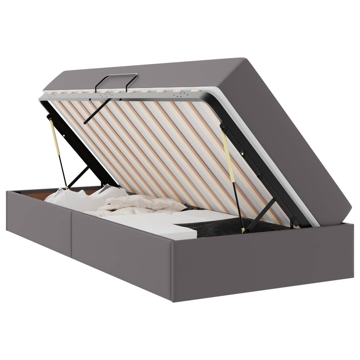 Letto con contenitore e materasso 2 pcs Grigio Pelle | homemem39