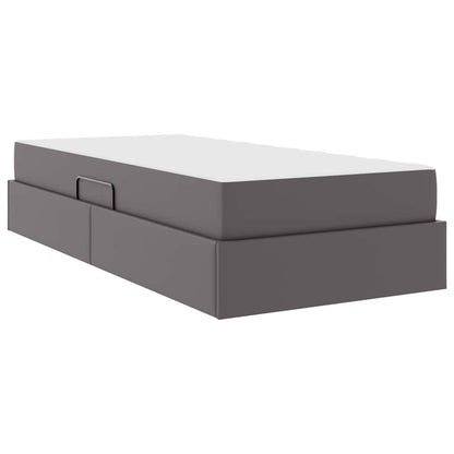 Letto con contenitore e materasso 2 pcs Grigio Pelle | homemem39