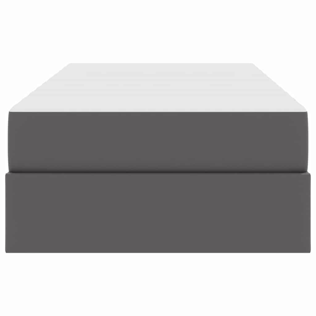 Letto con contenitore e materasso 2 pcs Grigio Pelle | homemem39
