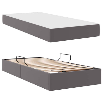Letto con contenitore e materasso 2 pcs Grigio Pelle | homemem39