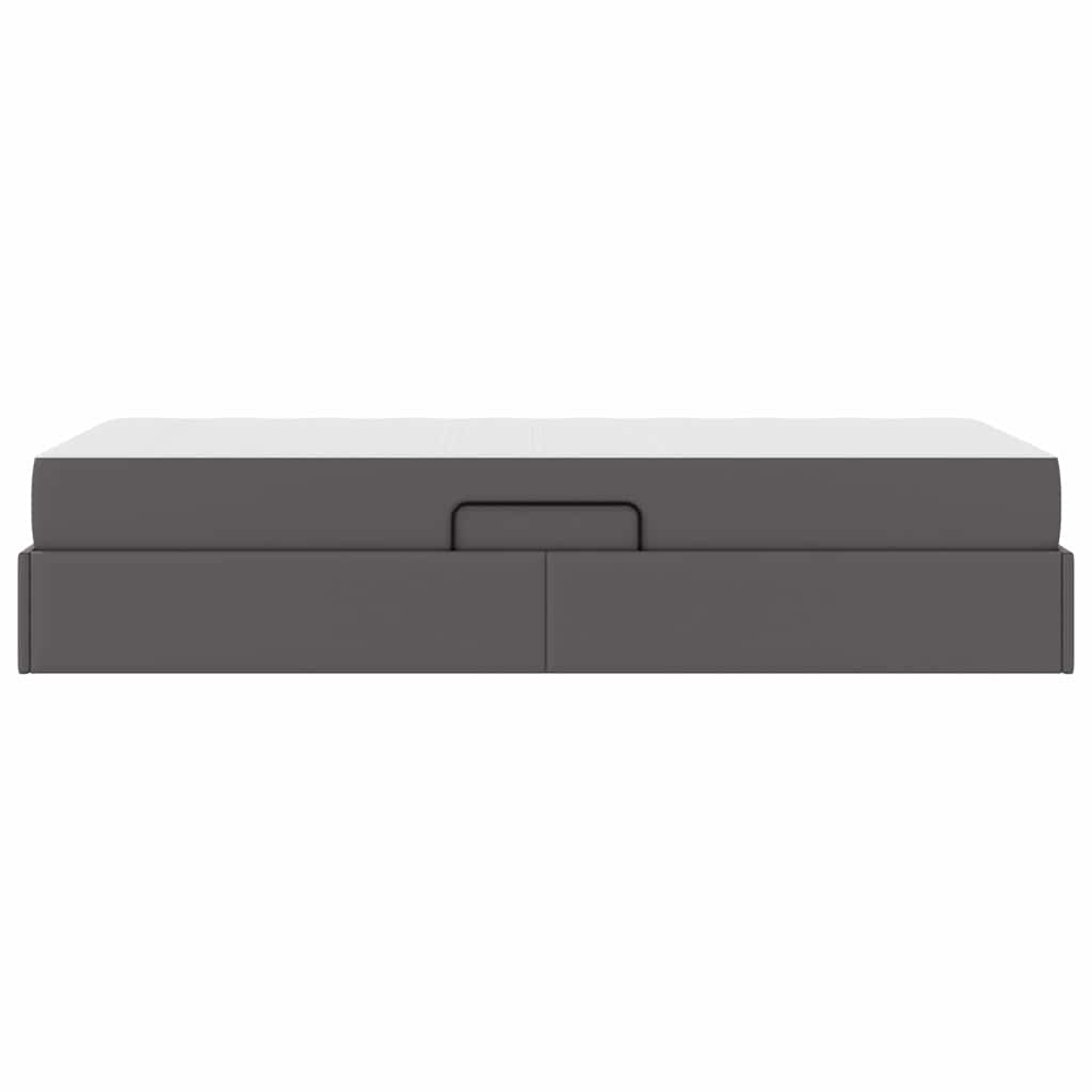 Letto con contenitore e materasso 2 pcs Grigio Pelle | homemem39