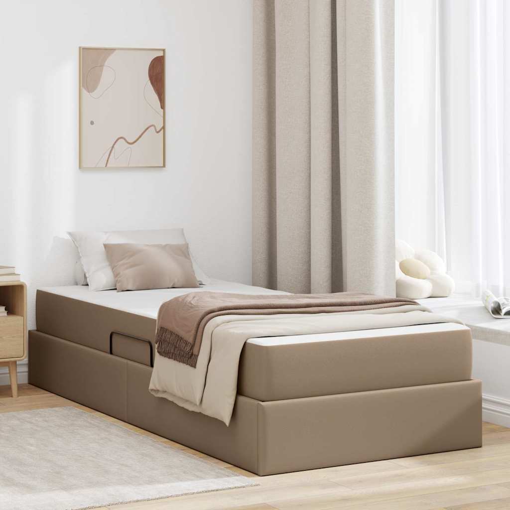 Letto con contenitore e materasso 2 pcs Cappuccino Pelle | homemem39