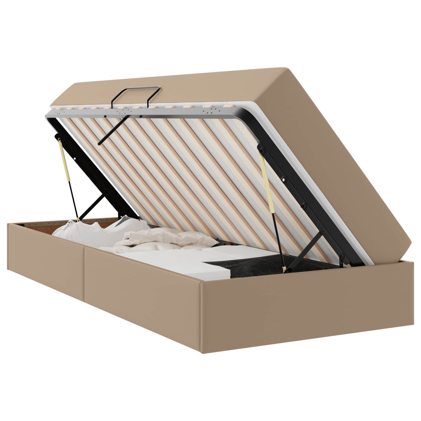 Letto con contenitore e materasso 2 pcs Cappuccino Pelle | homemem39