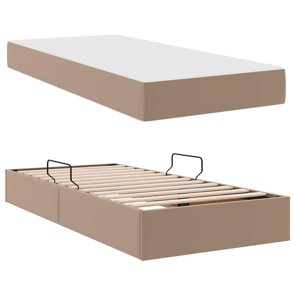 Letto con contenitore e materasso 2 pcs Cappuccino Pelle | homemem39