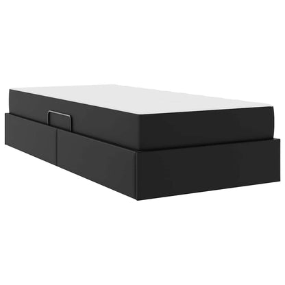 Letto con contenitore e materasso 2 pcs Nero Pelle | homemem39
