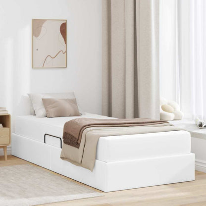 Letto con contenitore e materasso 2 pcs Bianco Pelle | homemem39