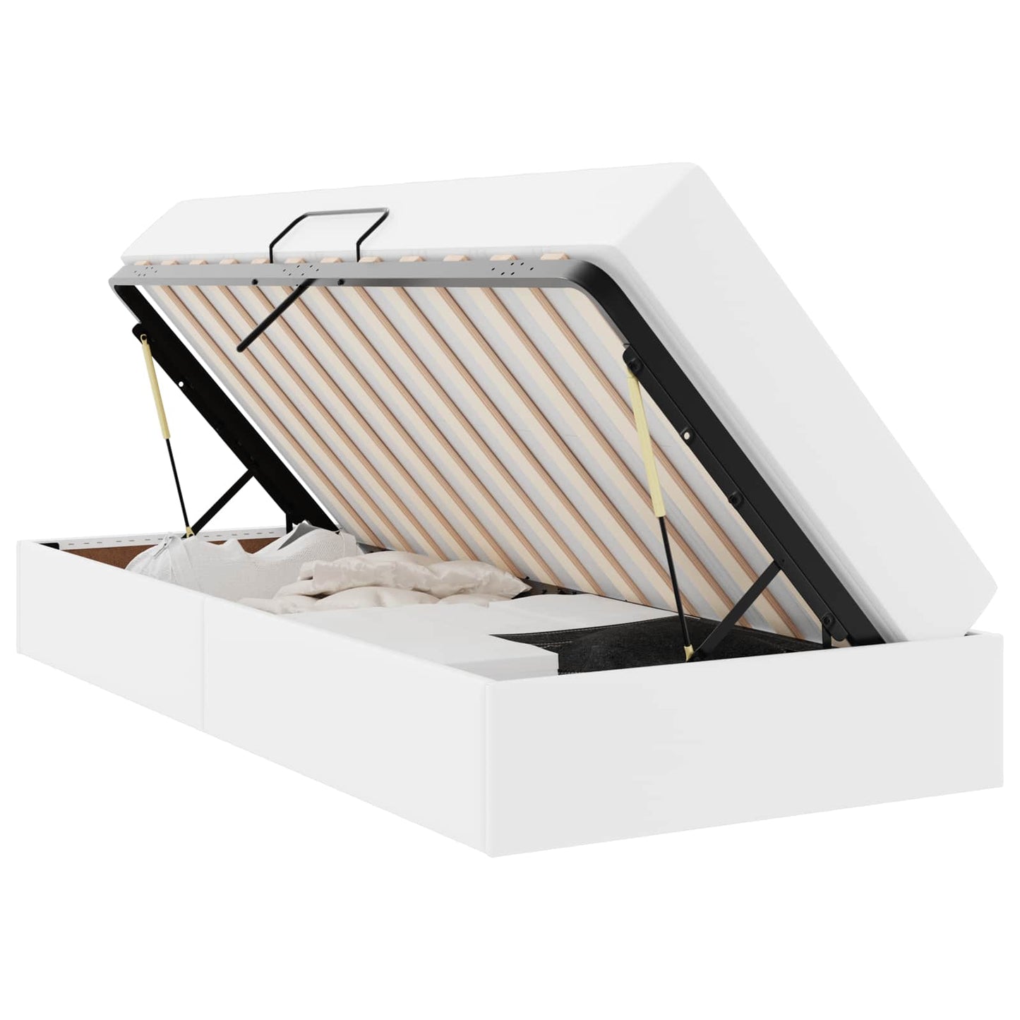 Letto con contenitore e materasso 2 pcs Bianco Pelle | homemem39