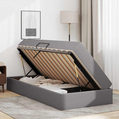 Letto con contenitore e materasso 2 pcs Grigio Pelle | homemem39