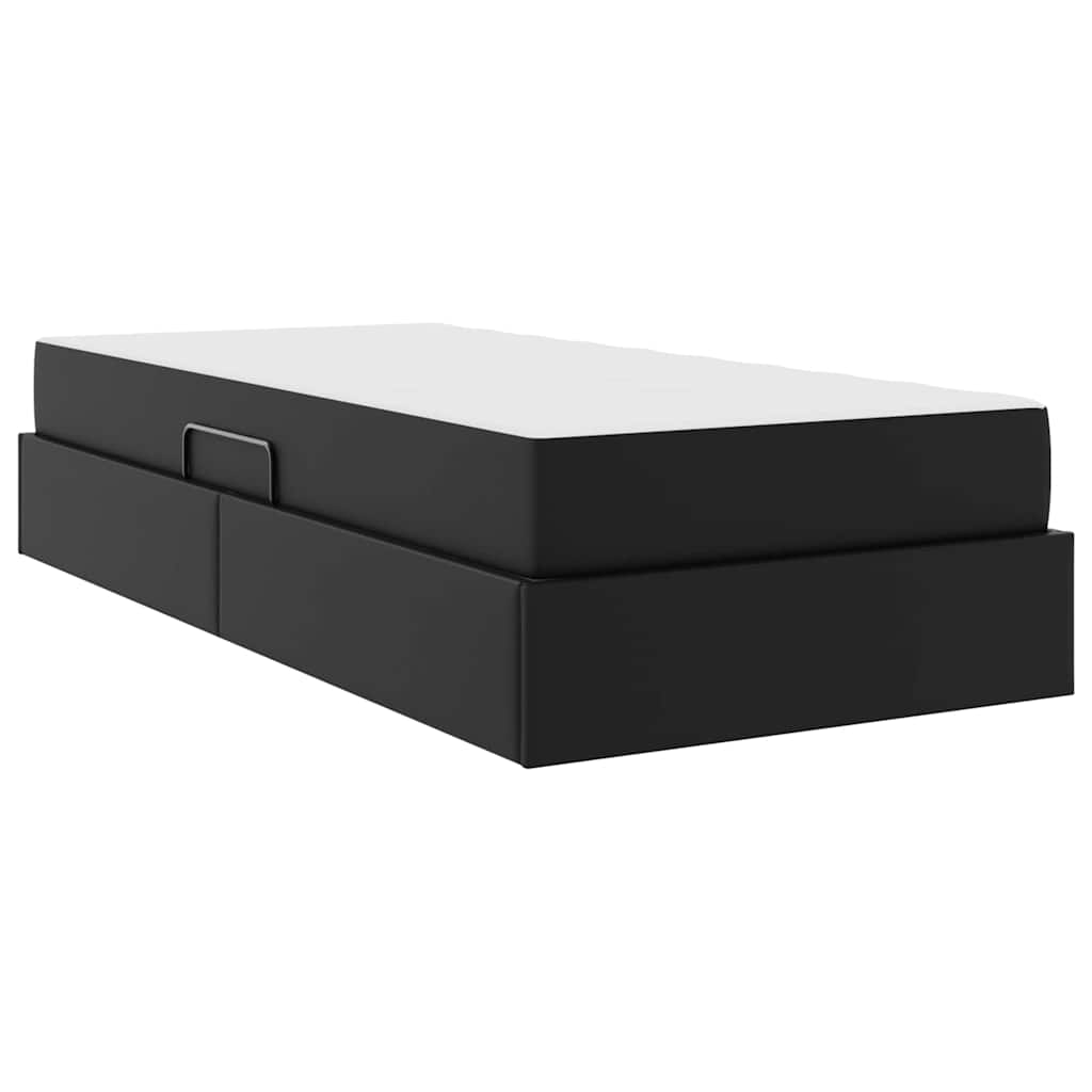 Letto con contenitore e materasso 2 pcs Nero Pelle | homemem39