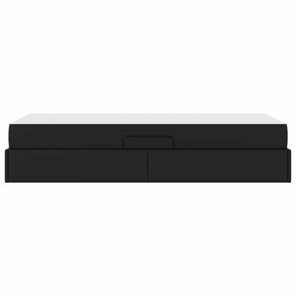 Letto con contenitore e materasso 2 pcs Nero Pelle | homemem39