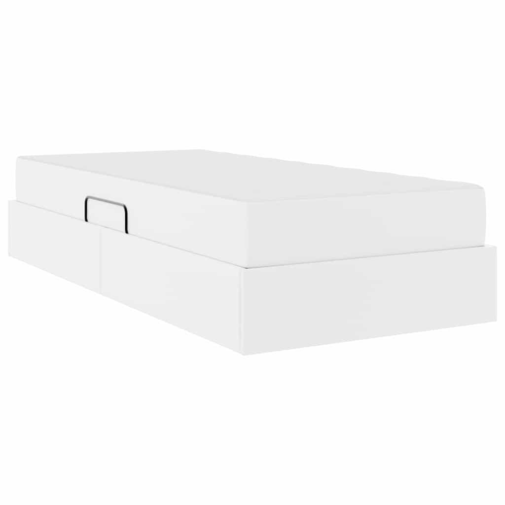 Letto con contenitore e materasso 2 pcs Bianco Pelle | homemem39