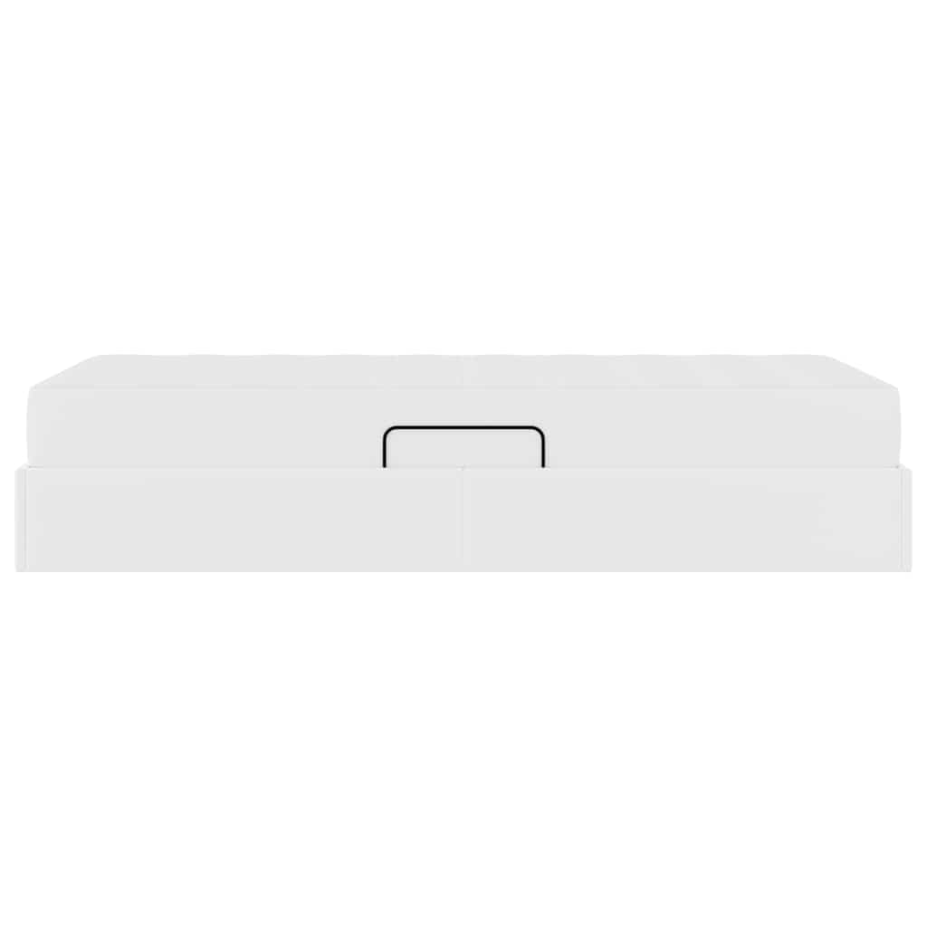 Letto con contenitore e materasso 2 pcs Bianco Pelle | homemem39