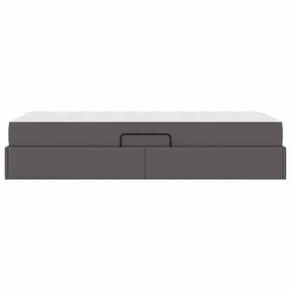 Letto con contenitore e materasso 2 pcs Grigio Pelle | homemem39