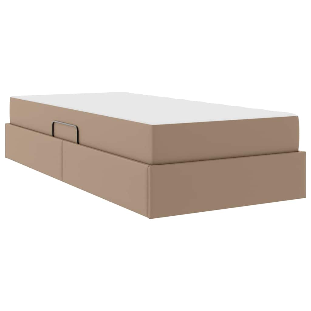 Letto con contenitore e materasso 2 pcs Cappuccino Pelle | homemem39