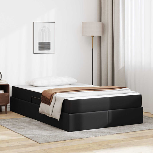 Letto con contenitore e materasso 2 pcs Nero Pelle | homemem39