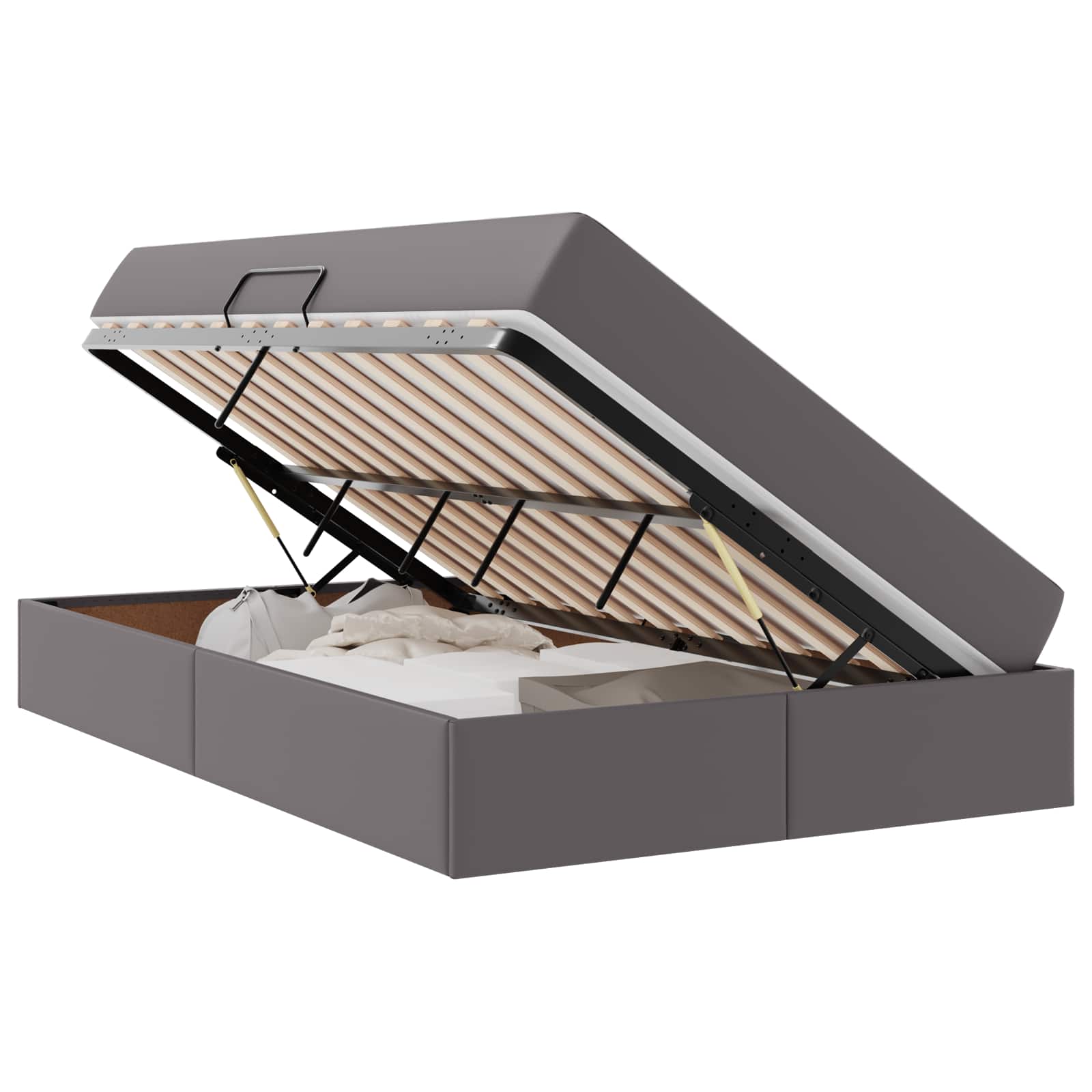 Letto con contenitore e materasso 2 pcs Grigio Pelle | homemem39