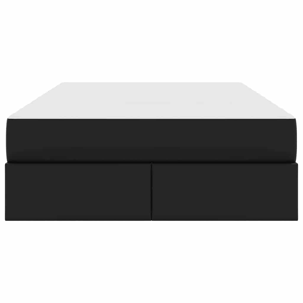Letto con contenitore e materasso 2 pcs Nero Pelle | homemem39