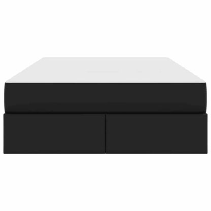 Letto con contenitore e materasso 2 pcs Nero Pelle | homemem39