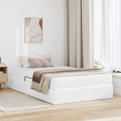 Letto con contenitore e materasso 2 pcs Bianco Pelle | homemem39