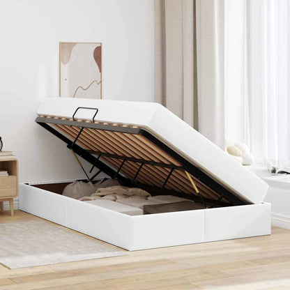Letto con contenitore e materasso 2 pcs Bianco Pelle | homemem39