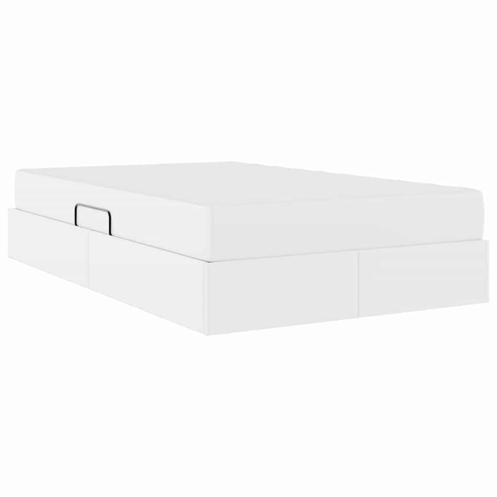 Letto con contenitore e materasso 2 pcs Bianco Pelle | homemem39