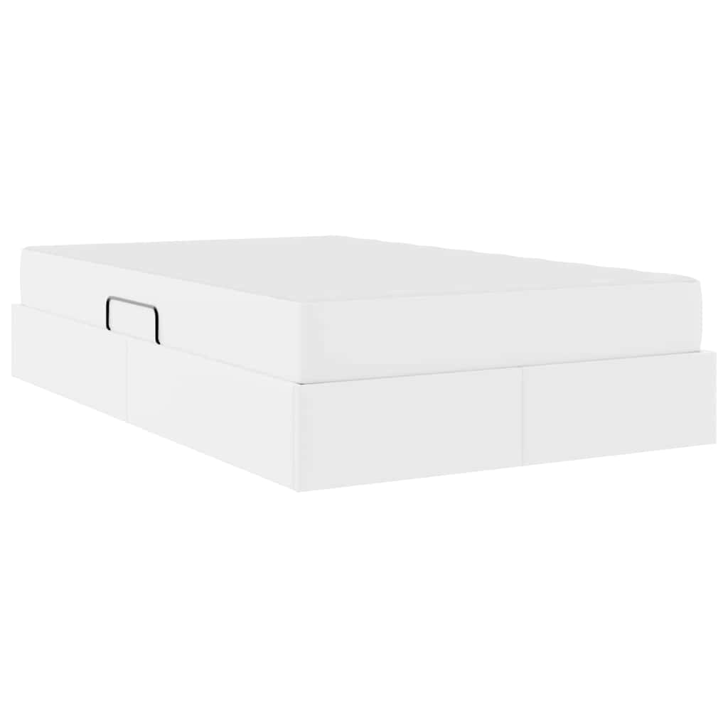 Letto con contenitore e materasso 2 pcs Bianco Pelle | homemem39