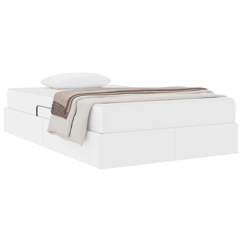 Letto con contenitore e materasso 2 pcs Bianco Pelle | homemem39