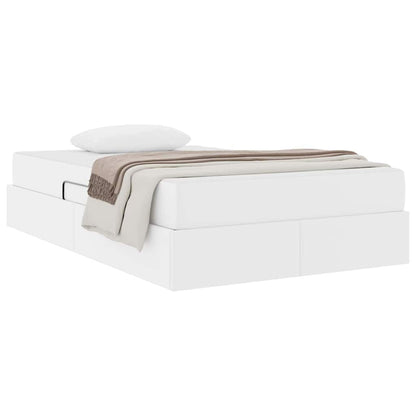Letto con contenitore e materasso 2 pcs Bianco Pelle | homemem39