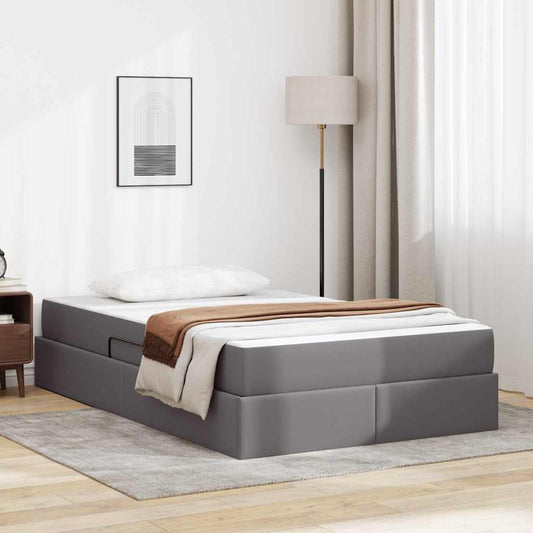 Letto con contenitore e materasso 2 pcs Grigio Pelle | homemem39