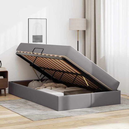 Letto con contenitore e materasso 2 pcs Grigio Pelle | homemem39