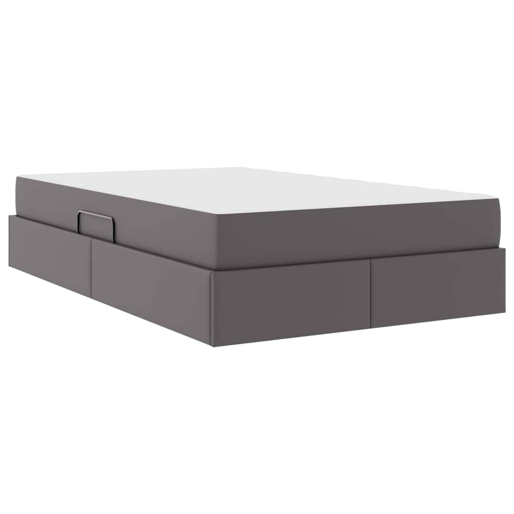 Letto con contenitore e materasso 2 pcs Grigio Pelle | homemem39
