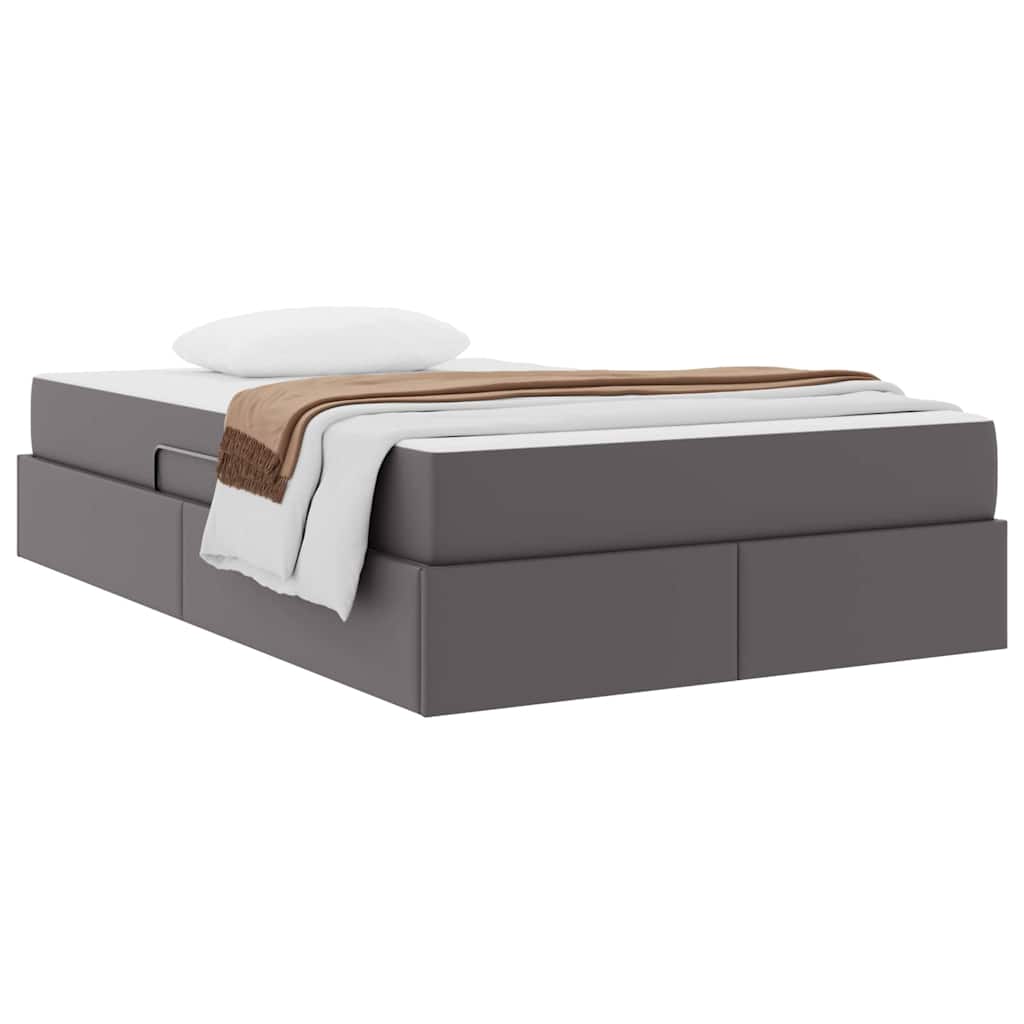 Letto con contenitore e materasso 2 pcs Grigio Pelle | homemem39