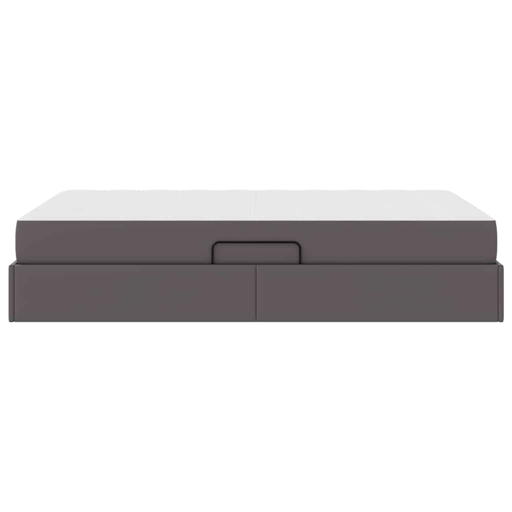 Letto con contenitore e materasso 2 pcs Grigio Pelle | homemem39