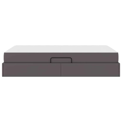 Letto con contenitore e materasso 2 pcs Grigio Pelle | homemem39