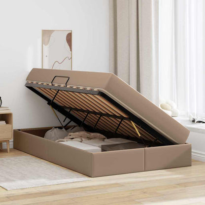 Letto con contenitore e materasso 2 pcs Cappuccino Pelle | homemem39