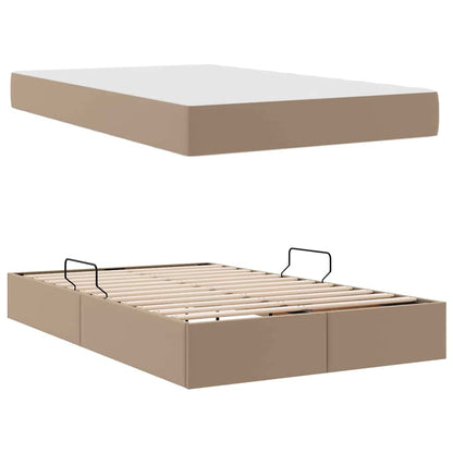 Letto con contenitore e materasso 2 pcs Cappuccino Pelle | homemem39