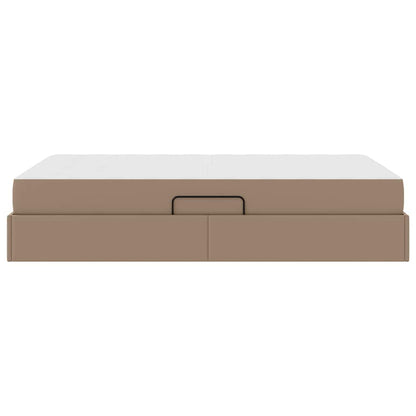 Letto con contenitore e materasso 2 pcs Cappuccino Pelle | homemem39