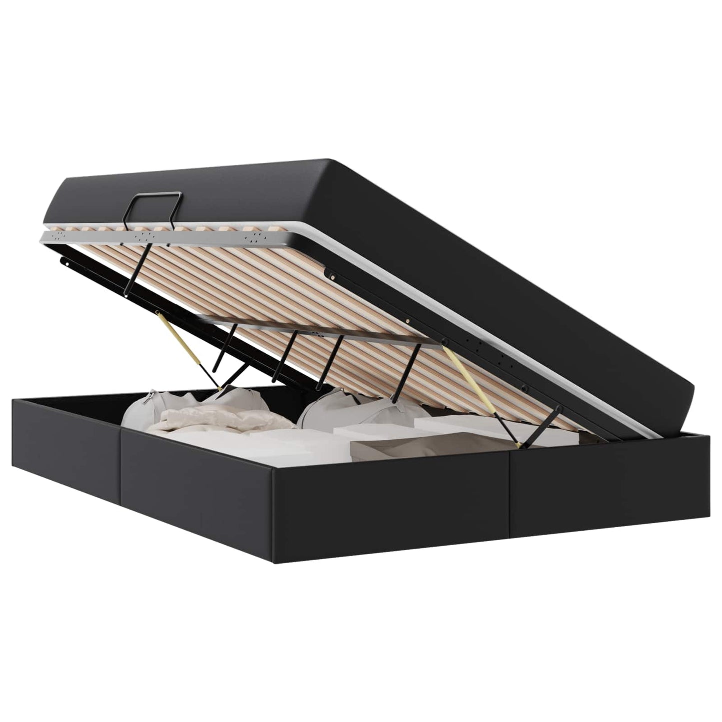 Letto con contenitore e materasso 2 pcs Nero Pelle | homemem39