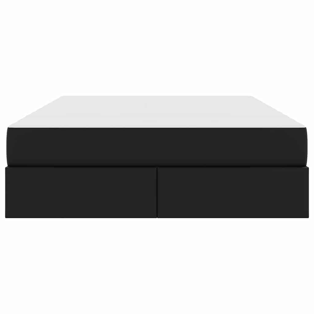 Letto con contenitore e materasso 2 pcs Nero Pelle | homemem39