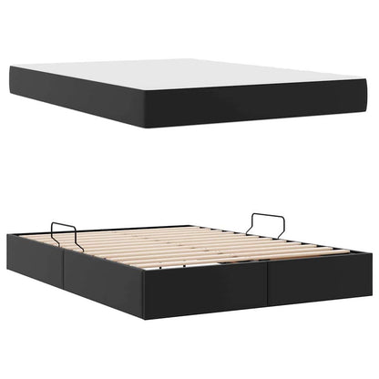 Letto con contenitore e materasso 2 pcs Nero Pelle | homemem39