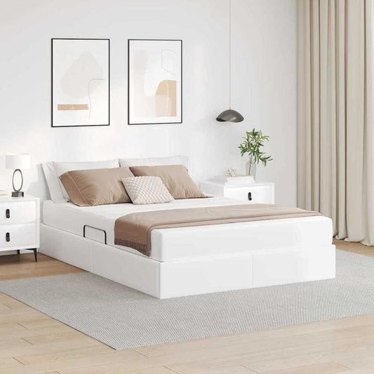 Letto con contenitore e materasso 2 pcs Bianco Pelle | homemem39