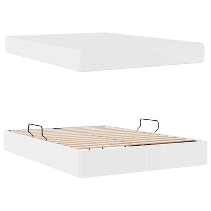 Letto con contenitore e materasso 2 pcs Bianco Pelle | homemem39