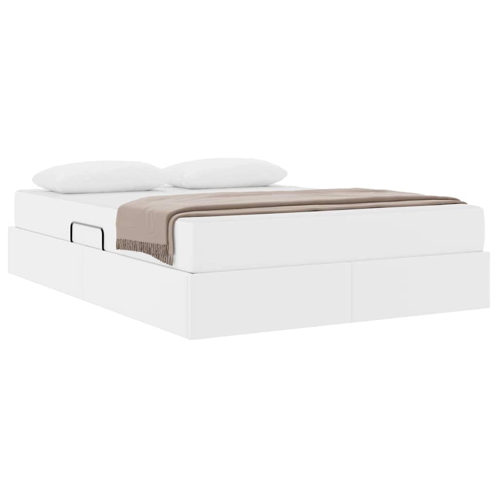 Letto con contenitore e materasso 2 pcs Bianco Pelle | homemem39