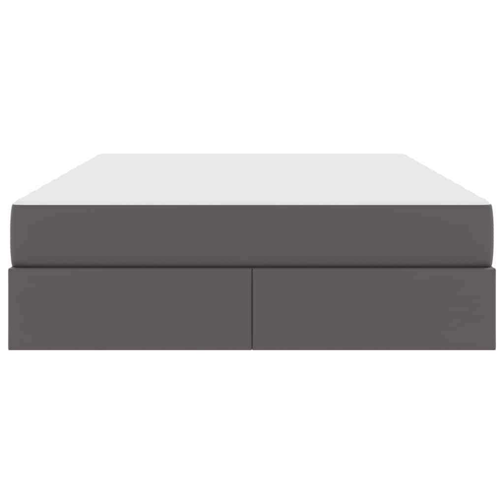 Letto con contenitore e materasso 2 pcs Grigio Pelle | homemem39