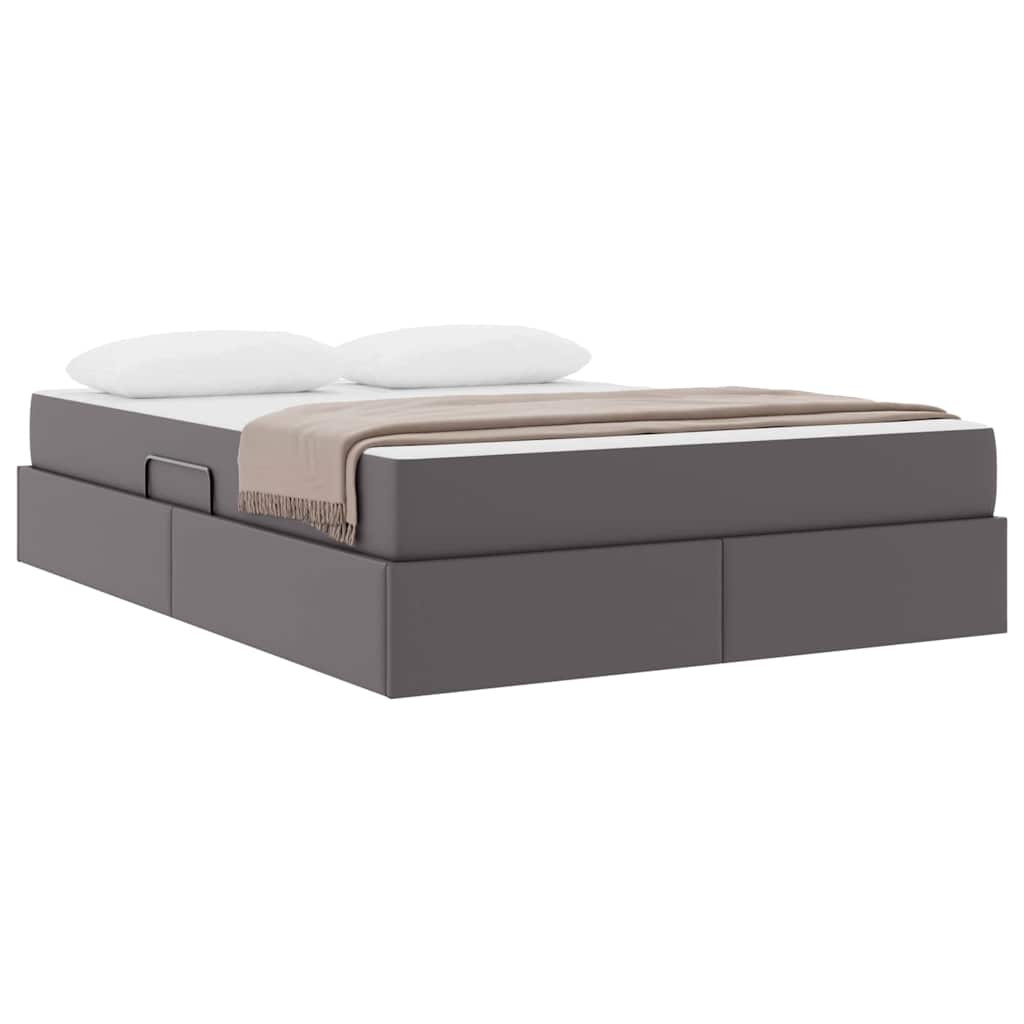 Letto con contenitore e materasso 2 pcs Grigio Pelle | homemem39