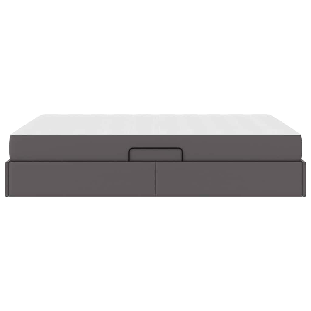 Letto con contenitore e materasso 2 pcs Grigio Pelle | homemem39