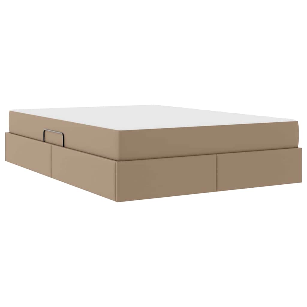 Letto con contenitore e materasso 2 pcs Cappuccino Pelle | homemem39
